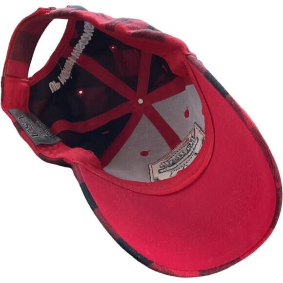 Up North Wisconsin 1848 Plaid Adjustable Baseball Cap Red & Black Cotton/Polyest - Picture 5 of 6